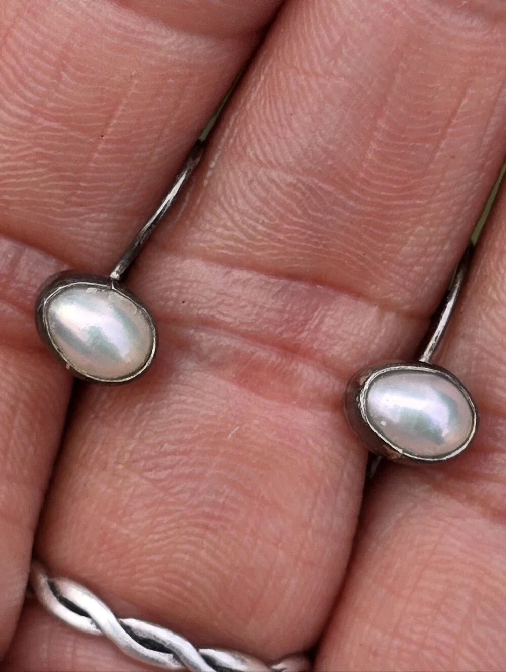 Super cute baroque nugget pearls set in sterling silver earrings